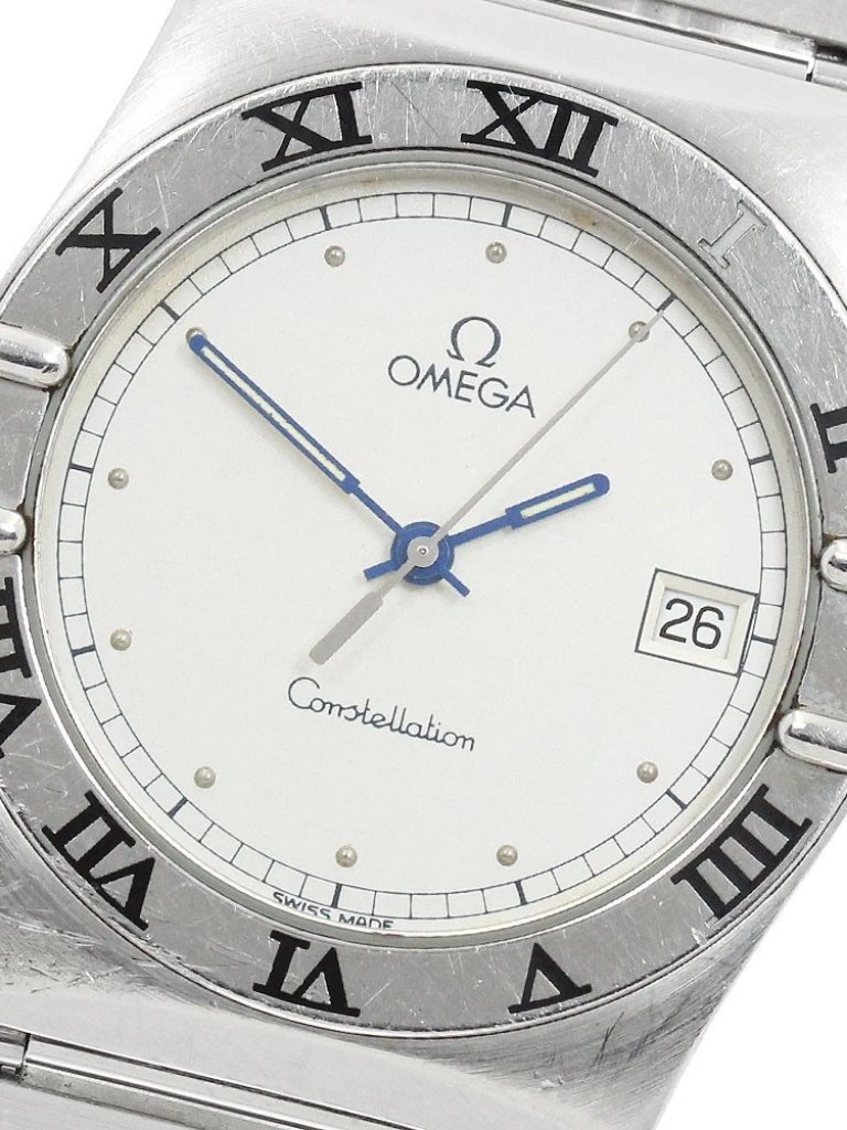 Omega Constellation Date Flat Bezel Silver Dial Quartz Mens Watch